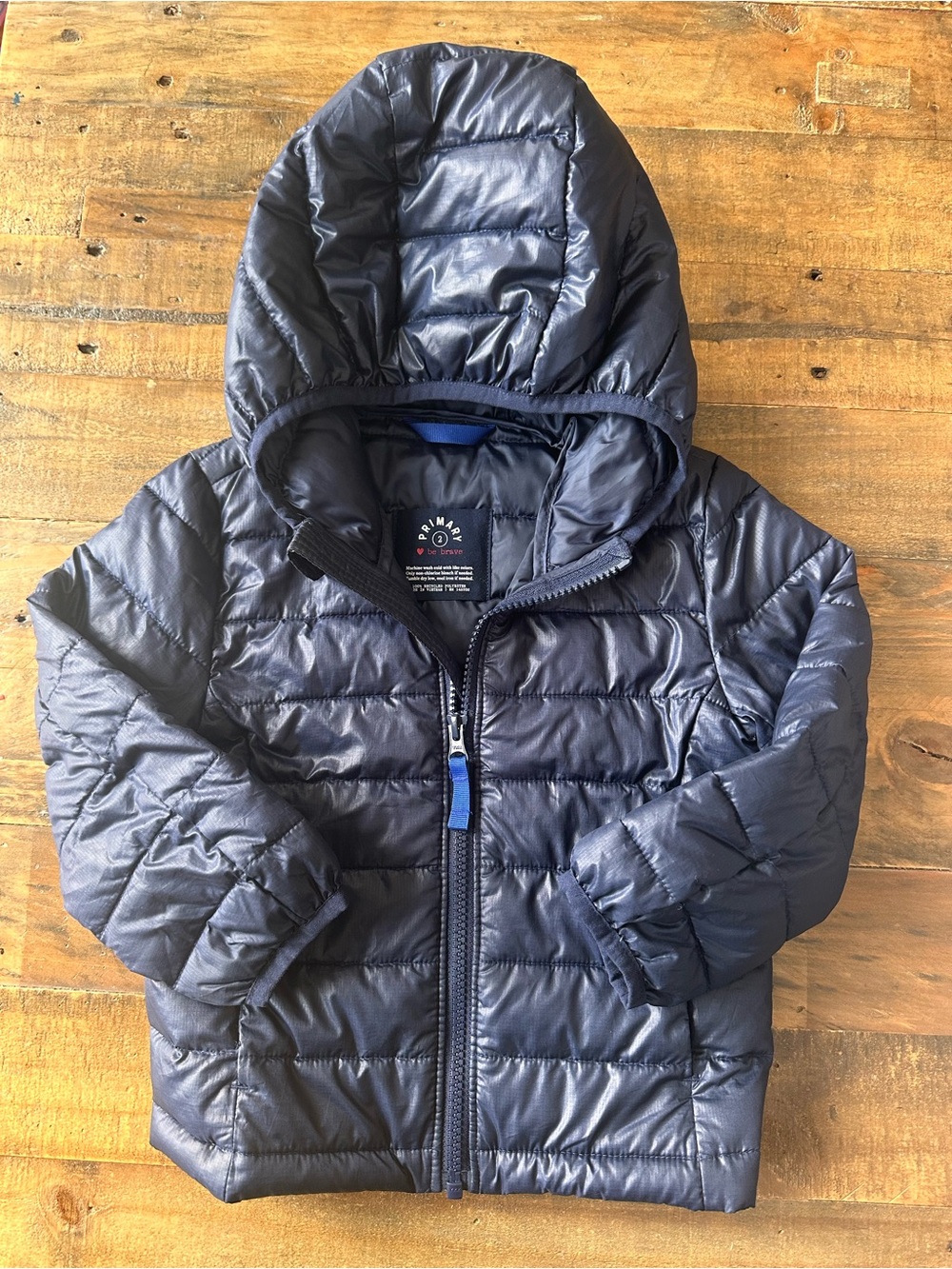 Primary Navy Quilted Hooded Puffer Jacket